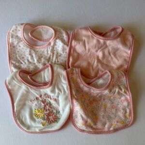 Set of 4, Pink Baby Bibs, Infant Size